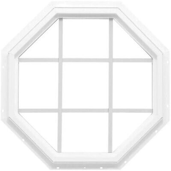 Fixed Octagon Vinyl Window Grids 24 in. x 24 in. Insulated Glass White