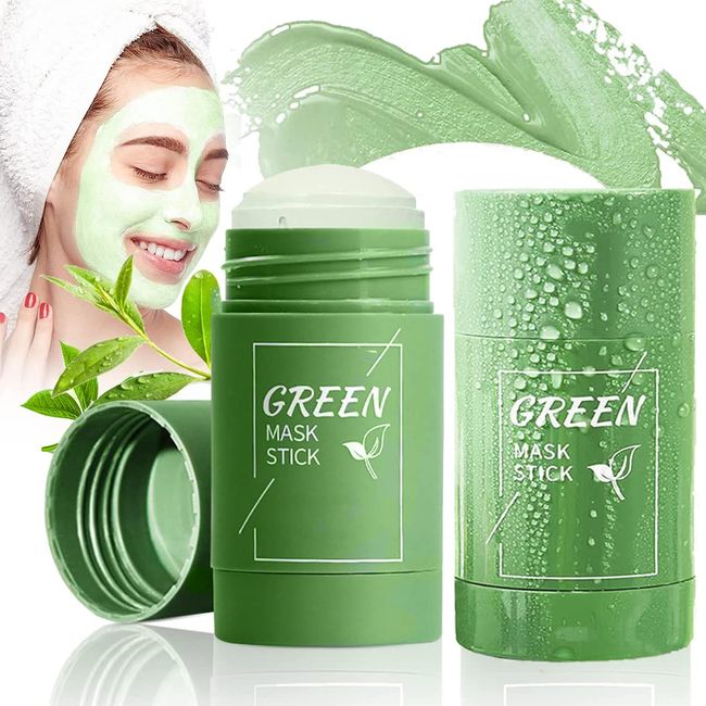 2 Stück Green Tea Mask Stick,GrüNer Tee Clay Maske,Mitesser Akne Entferner,Deep Clean Green Mask Stick Original,Befeuchtet und Kontrolliert das öL,Alle Häute