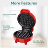 SNAILAR Mini Waffle Maker, 550W Waffle Iron, Ready Indicator Light, Non Stick Coating, Cool Touch Handle, Compact Size, Red