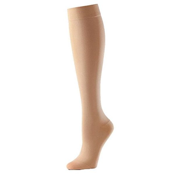 Actilymph Class 2 Standard Below Knee Closed Toe Compression Stockings, Medium, Sand
