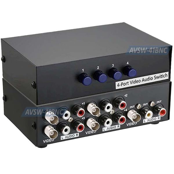 4 In 1 Out BNC RCA Video Audio Switcher for CCTV Security DVR Cam