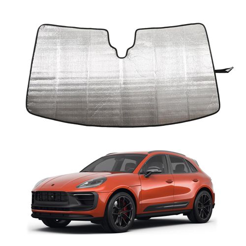 Windshield Sunshade for Porsche Macan 2014-2026 Front Window Sun Shade Foldable Reflective Sun Visor Custom Sunscreen UV Blocker Privacy Protector HeatShield Keep Your Car Cooler (A)