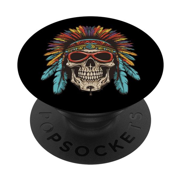 Apache Skull Stylish Head Chief Funny Portrait PopSockets Standard PopGrip