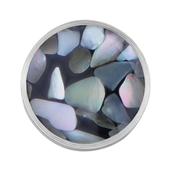 Quiges Stainless Steel Interchangeable Mini Coin 12mm Grey Pebble Shell