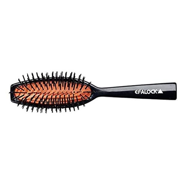 Efalock Hair Brush, 7 Rows, Black, Pneumatic Padding and Ergonomic Shape, Straightening, Hair Growth, All Hair Types, All Ages, Hairdressers, Unisex