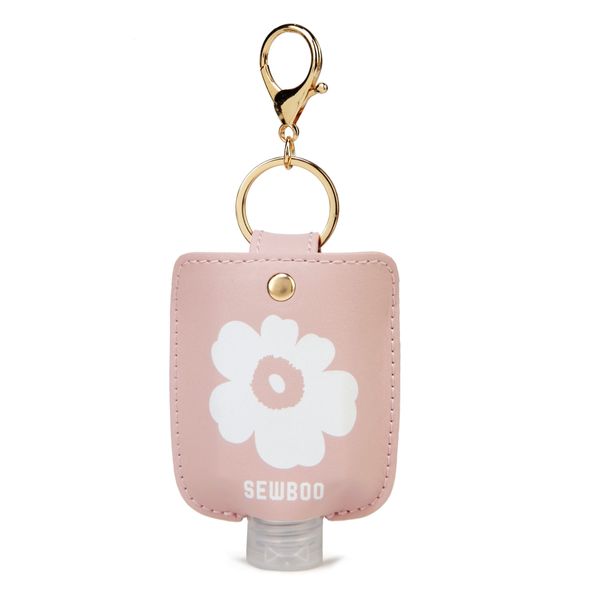 SEWBOO Sanitizer Holder with Travel Bottle Refillable Mini Travel Hand Sanitizer Keychain Holder for Backpack & Purse (Dusty Rose)