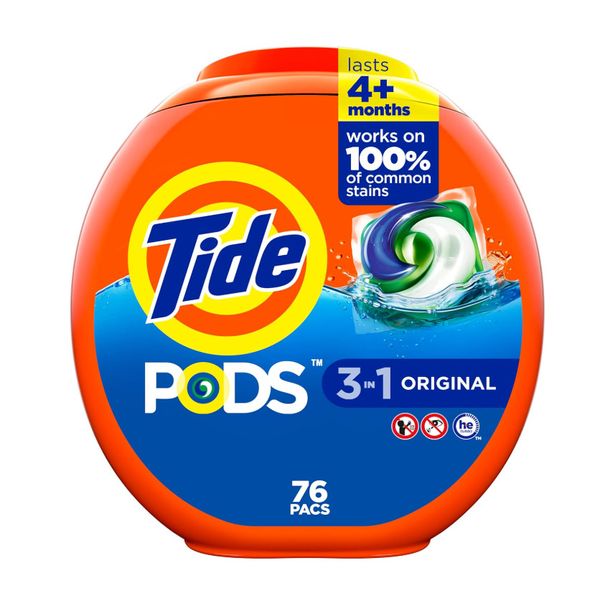 Tide Pods Laundry Detergent Soap Packs, Original Scent, 76 Ct