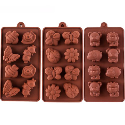 STARUBY Silicone Molds Non-stick Chocolate Candy Mold,Soap Molds,Silicone Baking mold Making Kit, Set of 3 Forest Theme with Different Shapes Animals,Lovely & Fun for Kids