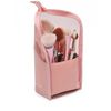 1 Piece Makeup Brush Organiser Bag PVC Clear Brush Pouch Used for Women Girls Portable Travel Makeup Brush Organiser Case (Pink)