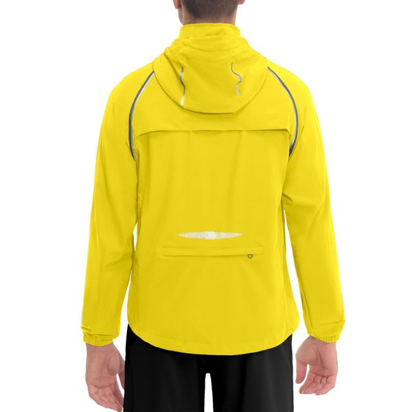 Little Donkey Andy Men's Quick-Dry Running Jacket UPF 50+ Cycling Jacket with Detachable Sleeves and Hood, Water Repellent, Yellow Size XXL