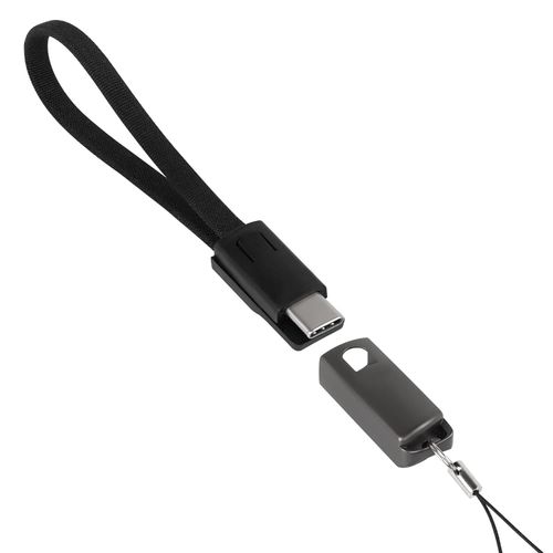 BoxWave Cable Compatible with Noyafa NF-524 Precision Detector Thermal Imager - USB Type-C Keychain Charger, Key Ring USB Type-C to Type-A 8 in USB Cable - Jet Black