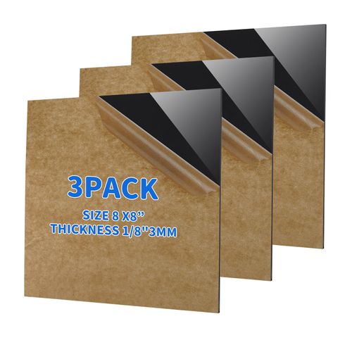 1/8 Thick Inch Acrylic Sheet for Laser Cutting, Engraving, Badges, UV Printed Signs, Home Decor, Crafts and Creative DIY Projects with Acrylic Protective Sheet (3, Ferrous, 8X8)