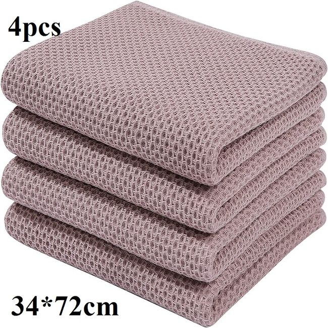 Homaxy 4/6pcs Cotton Towel For Kitchen Waffle Weave Stripe Kitchen