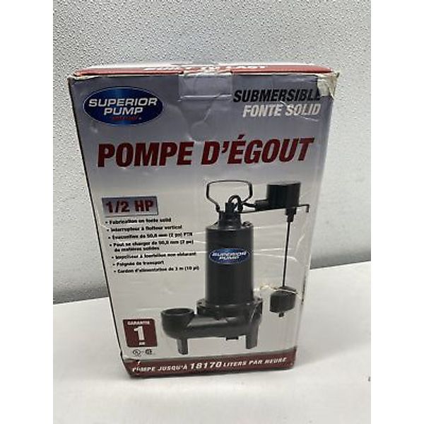 Superior Pump 93511 Submersible Cast Iron Sewage Pump 1/2 HP