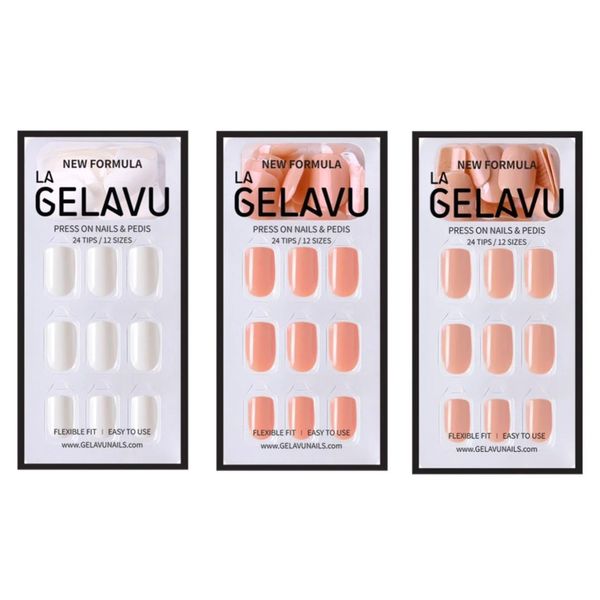 GELAVU Flexible Press On Nail Tips, White Basic, Set of 3