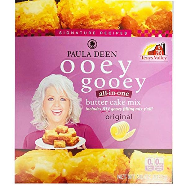 Paula Deen Ooey Gooey Butter Cake Mix 20.25 Ounce! Original Flavor Butter Cake! No Trans Fat & No Cholesterol! Choose Your Cake Mix! (Original)