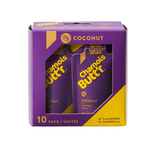 Chamois Butt'r Coconut Anti-Chafe Cream, 10-pack of 9mL packets