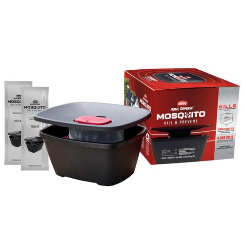 Ortho Home Defense Mosquito Kill and Prevent, Controls Mosquitoes and Larvae, Silent, Easy-to-Use, Protects up to 4,300 sq. ft., 1 Mosquito Station and 2 Refill Bands