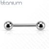 PiercedOff Titanium Straight Barbell with Externally Threaded Solid Balls - Thickness 16GA (1.2mm) / Length 8mm / Ball Sizes 3mm