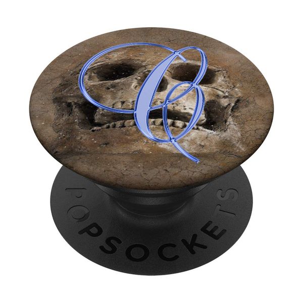 C Blue Skull Skeleton Dead Horror Initial Monogram Letter PopSockets Swappable PopGrip