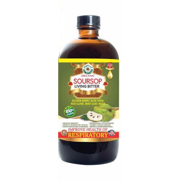 ORGANIC SOURSOP LIVING BITTER, Golden-Berry Aloe-Very Red-Clove Neem By Al-Riyan