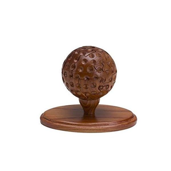 CHH 6144 5.5 Inch Wooden 3D Golf Ball Brain Teaser Puzzle, Medium Brown