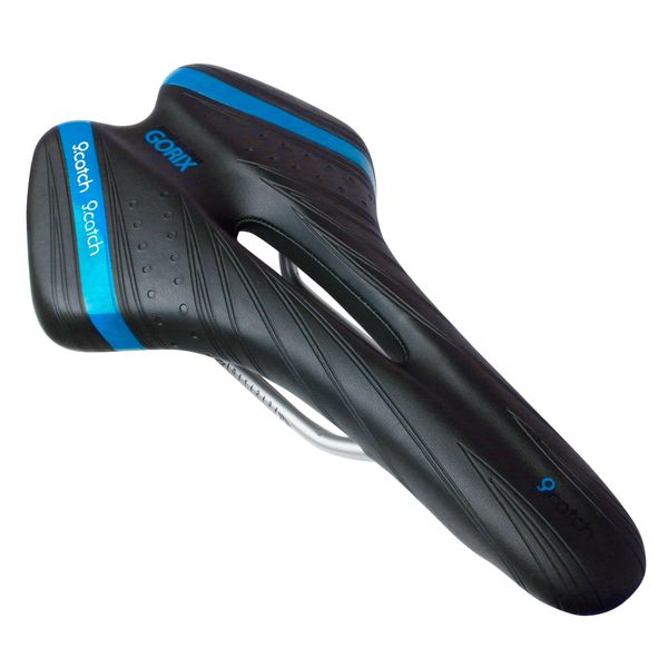 GORIX A6-1 Bicycle Slow Rising Saddle (Black x Blue)
