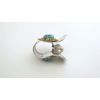 Generic Tiny mini silver bronze metal hair claw clip with turquoise stone