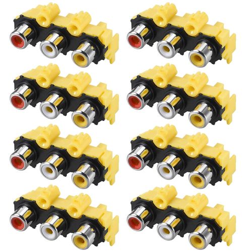 uxcell PCB Panel Mount Triple RCA Socket Female Jack Video AV Connector Red White Yellow 8Pcs