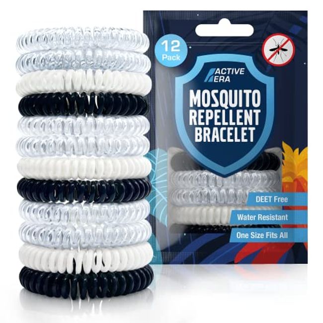 Active Era Mosquito Repellent Bracelet [12 Pack], Insect, Midge & Mosquito Bands - Powerful DEET Free Formula - Waterproof with 250 Hours / 10 Days of Protection for Adults and Kids 3+