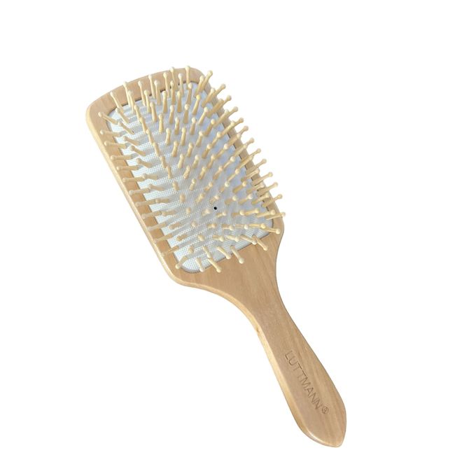 LUTTMANN® Perücken Haarersatz Zweithaar Paddle Brush Bürste für Echthaarperücken und Haarteile - Holzbürste mit Bambus Holzborsten sorgen für schönes gepflegtes Haar