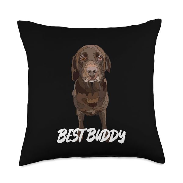Chocolate Lab Best Buddy Brown Labrador Throw Pillow