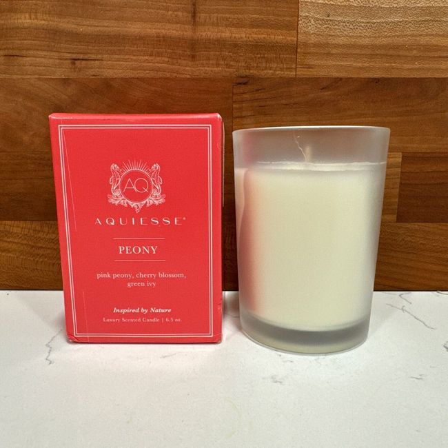 NEW Aquiesse Peony Luxury Scented Soy Wax Candle - 6.5 oz