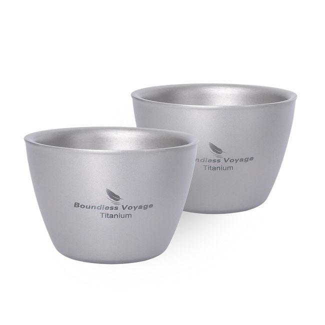 Boundless Voyage Double Layer Boar Mouth Ultra Lightweight Mini Cup Sake Cup (Ti3089D Set of 2)