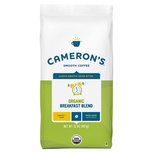 Cameron's Coffee Roasted Whole Bean Coffee, Organic Breakfast Blend, 32 Ounce, (Pack of 1)