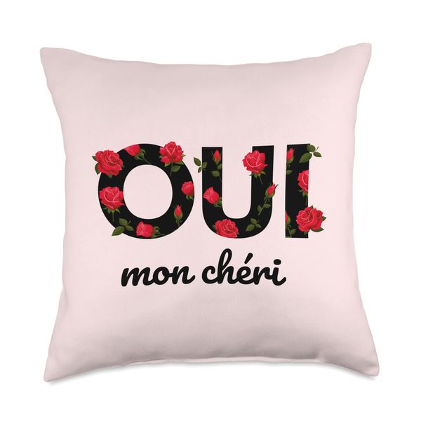 Oui Mon Cheri Cool French Expression Quotes Graphic Designs Throw Pillow