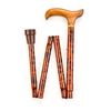 Adjustable Folding Walking Stick Cane with a Wooden Derby Handle and a Birds Eye Maple Pattern