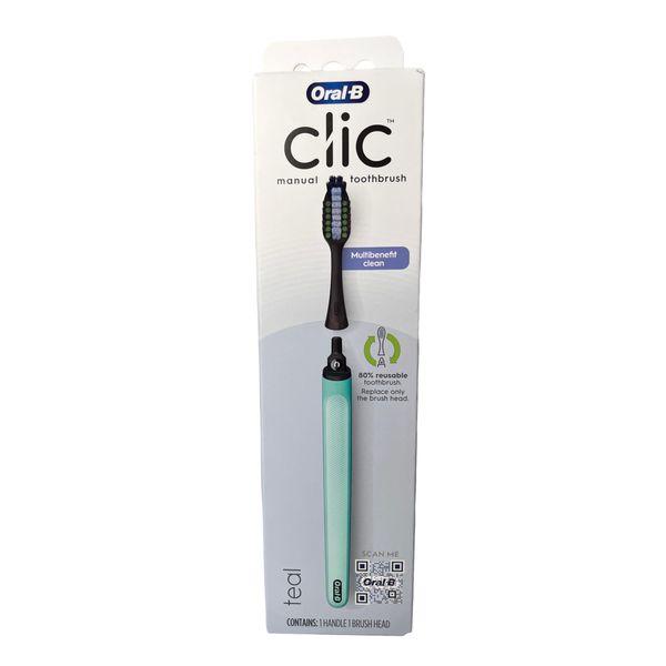 Oral-B Clic Manual Toothbrush, Teal, with Replaceable Brush Head - 1 Count, 1.0 Count