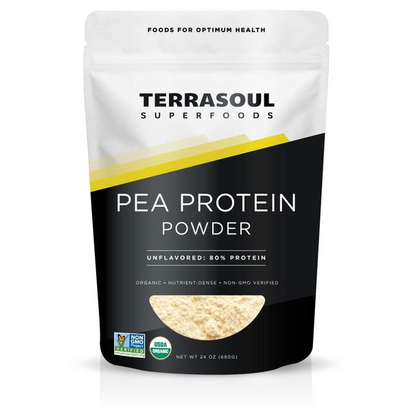 Terrasoul Superfoods Organic Pea Protein (Unflavored, Smooth Texture), 1.5 Pounds