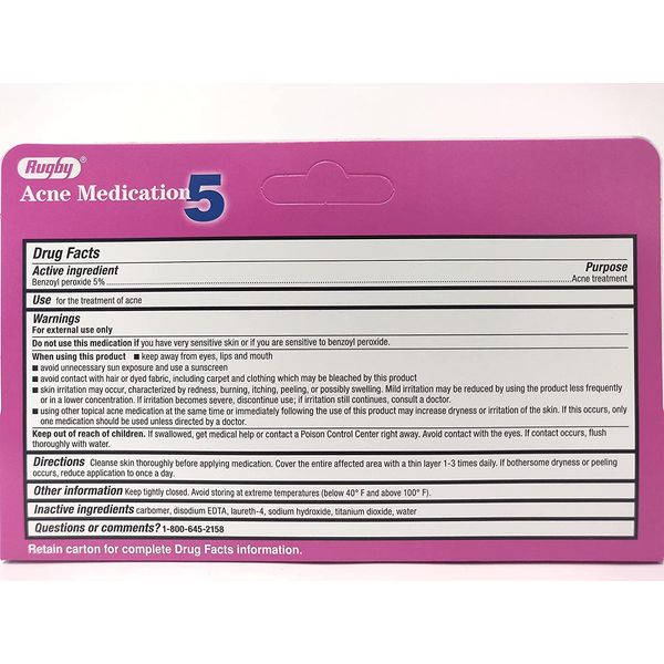 Benzoyl Peroxide 5% Generic for Oxy Balance Acne Medication Gel for Treatment and Prevention of Acne Pimples, Acne Blemishes, Blackheads or Whitehead, 1.5 Ounce (Pack of 2)