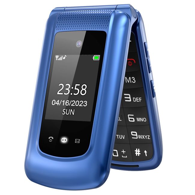 uleway Big Button Mobile Phone for Elderly Unlocked Flip Senior Mobil Phone Pay As You Go Flip Phone Basic Phone with SOS Emergency Button Speed Dail Torch FM Radio Easy to Use for Senior (2G-Blue)