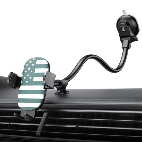 OQTIQ Phone Mount for Car [Gooseneck 13" Long Arm] Car Phone Holder for Dashboard, Windshield, Strong Suction Cup Cell Phone Holder for Car Truck (Patriotic Flag)