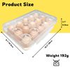 Egg Holder Storage, Egg Boxes, Portable Egg Tray with Lid, Stackable Egg Storage with Safety Buckle, 15 Grid Egg Container, Clear White