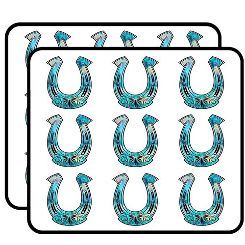 Horseshoe Cyan Dream Vinyl Stickers 2" Each 18 Pack Stickers Durable and Waterproof for Laptops, Cars, Phones