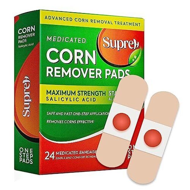 Corn Removers for Feet & Toes with Salicylic Acid, 24 Count (Pack of 1), Red