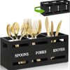 Vbvbip Eco-Friendly Cutlery Organizer | Kitchen Drawer Divider for Flatware Storage | Portable & Space-Saving Design, Black