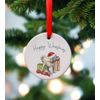 Image Industry Cavapoo Blonde Ceramic Circle Decoration Festive - Dog Gift- Hanging Decoration - Tree Decoration