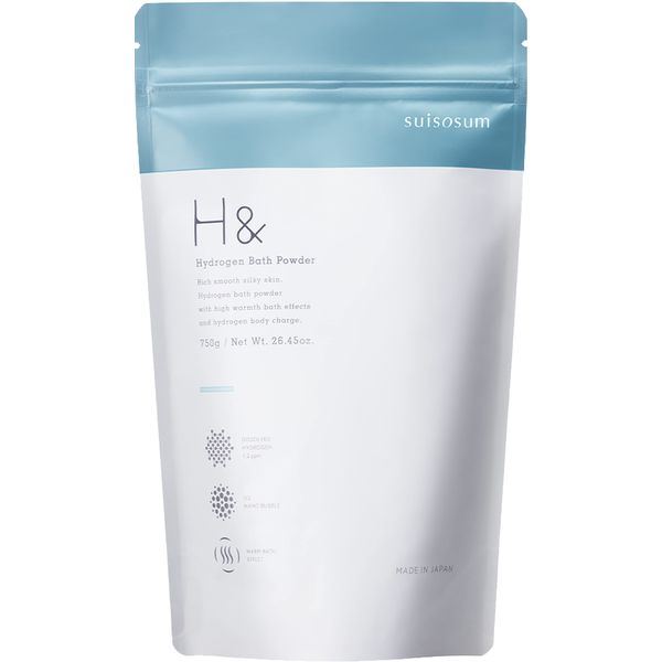 H & Ash and High Concentration Hydrogen Bath Salt, Carbonated, Fragrance-free, 26.5 oz (750 g) (30 Doses) [Made in Japan, Gift Measuring Spoon]