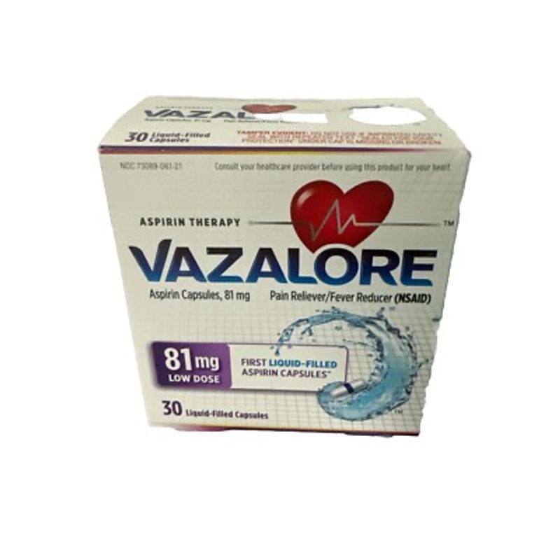 NEW Vazalore Aspirin Capsules 81mg Low Dose 30 Liquid-Filled Capsules Exp 1/25