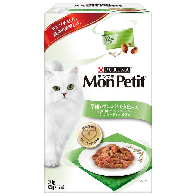 Mompuchi Box, For Adult Cats, 7 Types of Blends, Small Fish, Sea Bream, Tuna, Salmon, Crab, Sardine, Shrimp Flavor, 8.5 oz (240 g) x 2 Packs (Dry Cat Food)